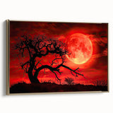 Framed canvas wall art featuring a serene landscape design with trees and golden accents, ideal for home decor. The side view highlights its elegant framing and textured finish, enhancing any living space with natural beauty.