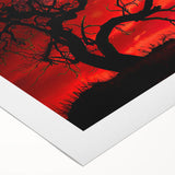 Rolled canvas artwork showcasing a vibrant landscape with tall trees and rich colors, ideal for home decor; elegantly packaged in a protective tube for safe delivery.