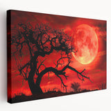 Stretched canvas artwork showcasing a serene landscape with trees, featuring vibrant green foliage and a calming blue sky, perfect for home decor.