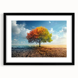 Framed wall art featuring a scenic landscape with trees, designed in elegant black, showcasing a modern aesthetic ideal for home decor or office spaces.
