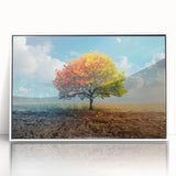 Framed wall art collection featuring a serene landscape of trees against a white background, ideal for home decor. Perfect for adding a touch of nature to any room.