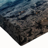 Close-up of a stretched canvas artwork showcasing a vibrant landscape with lush green trees, featuring rich colors and intricate details, perfect for home decor.