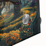 Close-up of a vibrant acrylic glass wall art piece showcasing a detailed landscape with lush green trees, perfect for adding a natural touch to modern decor.