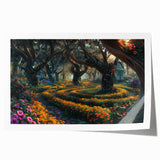 Vibrant rolled print of a serene landscape featuring lush green trees and a tranquil sky, ideal for home decor, elegantly packaged for protection.