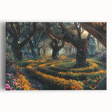 Stretched canvas wall art showcasing a serene landscape of lush green trees and gentle hills, designed for home decor. Ideal for nature lovers seeking tranquility.