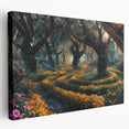 Side view of a stretched canvas showcasing a vibrant landscape design with trees, perfect for home decor. The artwork features rich colors and intricate details, adding a natural touch to any space. Ideal for nature lovers and art enthusiasts.