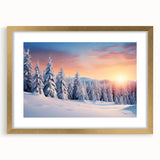 Elegant framed wall art showcasing a serene landscape with trees, featuring a gold frame and mat, perfect for enhancing home decor with natural beauty.