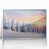 Framed acrylic wall art showcasing a serene landscape design with trees, presented in a sleek white frame, perfect for enhancing home decor and creating a calming atmosphere.