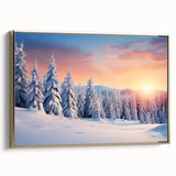 Framed canvas wall art featuring a serene landscape with trees, highlighted by a gold frame, perfect for enhancing home decor with a touch of elegance.