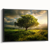Framed canvas wall art showcasing a stunning landscape with trees, featuring a contemporary design and black frame, ideal for home decor enhancement.
