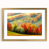 Framed wall art collection featuring a scenic landscape with trees, elegantly matted and finished in gold, perfect for modern home decor and nature lovers.