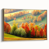 Framed wall art collection showcasing a serene landscape with golden-toned trees, designed to enhance modern home decor, viewed from the side. Ideal for nature enthusiasts and art lovers.