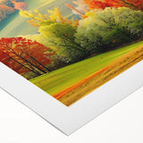 Rolled canvas wall art showcasing a vibrant nature landscape with tall trees and rich green foliage, ideal for home decor, delivered in protective cardboard packaging.