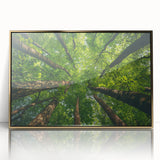 Framed acrylic wall art featuring a stunning landscape design with vibrant trees, elegantly showcased in a gold frame, perfect for enhancing home decor.