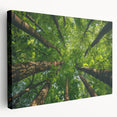 Stretched canvas wall art showcasing a serene landscape with vibrant trees, designed for home decor, featuring rich colors and intricate details.