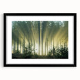 Framed wall art featuring a serene landscape design with trees, set in a black frame with a white mat, perfect for enhancing home decor and adding a natural touch.