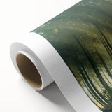 Rolled canvas artwork showcasing a vibrant landscape design featuring lush green trees and a serene blue sky, ideal for enhancing home decor.