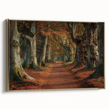 Framed canvas wall art featuring a serene landscape with trees, elegantly designed in gold accents. The artwork showcases a side view, perfect for adding a touch of nature-inspired elegance to modern decor.
