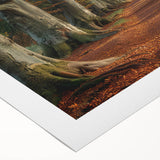 Rolled canvas wall art showcasing a vibrant landscape design with lush green trees and a serene blue sky, perfect for enhancing home decor aesthetics.