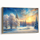 Framed canvas wall art showcasing a modern landscape design with trees, highlighted by a gold frame, ideal for contemporary home decor. Perfect for adding elegance to any room.