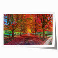 Vibrant rolled canvas print showcasing a serene landscape of lush green trees, ideal for modern home decor, packaged securely in a protective tube.