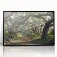 Framed acrylic wall art featuring a stunning landscape design of trees, set in a sleek black frame, perfect for enhancing home décor and adding a natural touch.