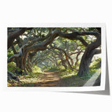 Vibrant rolled print showcasing a landscape of lush green trees and serene nature, perfect for home decor and wall art collections, delivered in a protective tube.