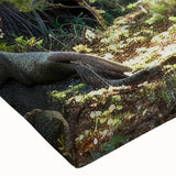 Close-up of a stretched canvas wall art piece showcasing a vibrant landscape design featuring detailed trees and rich colors, perfect for enhancing home decor.