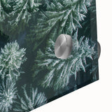 Close-up view of a vibrant acrylic glass wall art piece featuring lush green trees and serene landscapes, ideal for enhancing modern home decor.