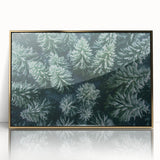 Framed wall art featuring a vibrant landscape design with trees, set in a chic gold frame, perfect for enhancing modern home decor. Ideal for nature lovers.