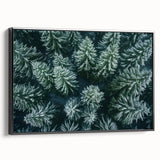 Framed canvas wall art showcasing a serene landscape with trees, designed in a modern style. The artwork features rich green hues and detailed textures, perfect for enhancing home decor.