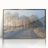 Framed acrylic wall art showcasing a vibrant landscape with trees, featuring a luxurious gold frame, designed to enhance modern home decor. Perfect for adding elegance to living spaces.