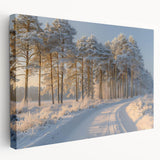 Stretched canvas wall art featuring a serene landscape with vibrant green trees and a calming blue sky, ideal for enhancing home decor with nature-inspired aesthetics.