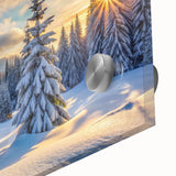 Close-up of a vibrant acrylic glass wall art piece showcasing an abstract landscape design with colorful trees, perfect for modern home decor. Ideal for adding a pop of color to any living space or office.