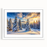 Framed wall art featuring a serene landscape of trees, displayed in a white mat, perfect for enhancing home decor with a touch of nature. Ideal for living rooms or offices.
