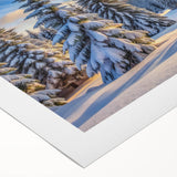 Rolled canvas wall art showcasing a vibrant landscape with lush green trees, featuring intricate details and a textured surface, perfect for home decor.