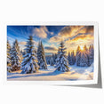 Rolled canvas print of a serene landscape featuring lush green trees and vibrant blue skies, ideal for home decor. Packaged securely in a durable cardboard tube for safe delivery.
