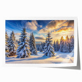 Rolled canvas print of a serene landscape featuring lush green trees and vibrant blue skies, ideal for home decor. Packaged securely in a durable cardboard tube for safe delivery.