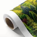Rolled canvas artwork showcasing a serene landscape with lush green trees and a vibrant blue sky, ideal for home decor. Packaged securely in a cardboard tube for protection.