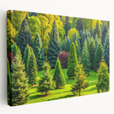 Stretched canvas artwork showcasing a vibrant landscape with trees, ideal for home decor. This piece features rich colors and intricate details, enhancing any space.