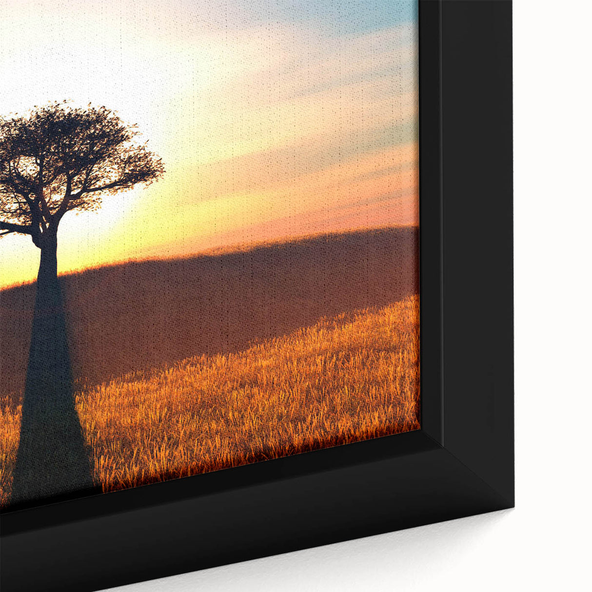 Framed canvas wall art showcasing a vibrant landscape design with intricate trees, featuring rich colors and detailed textures, ideal for home decor.