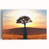 Stretched canvas wall art featuring a vibrant landscape design with lush green trees and a serene blue sky, ideal for home decor and nature lovers.