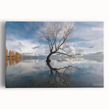 Stretched canvas wall art depicting a serene landscape with tall trees and vibrant green foliage, ideal for enhancing home decor and creating a tranquil atmosphere.