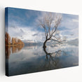 Stretched canvas wall art showcasing a serene landscape with vibrant trees in rich green and brown hues, perfect for enhancing modern home decor.