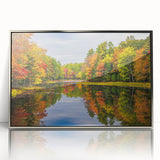 Framed acrylic wall art featuring a stunning landscape design with vibrant trees, set in a sleek silver frame, perfect for modern decor.