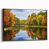 Framed wall art featuring a serene landscape with trees, designed as a black canvas print, showcasing vibrant colors and intricate details, perfect for home decor.