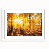 Framed wall art featuring a serene landscape with trees, showcased in a white mat and frame, perfect for enhancing home decor with a nature-inspired aesthetic.