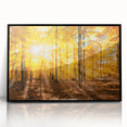 Framed acrylic wall art showcasing a vibrant landscape with trees, featuring a sleek black frame, perfect for modern home decor and nature enthusiasts.