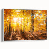 Framed canvas wall art showcasing a serene landscape with trees, set against a white background, perfect for adding a touch of nature to home decor.