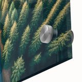 Close-up of a vibrant acrylic wall art design showcasing lush green trees against a soft gradient background, ideal for modern home decor.